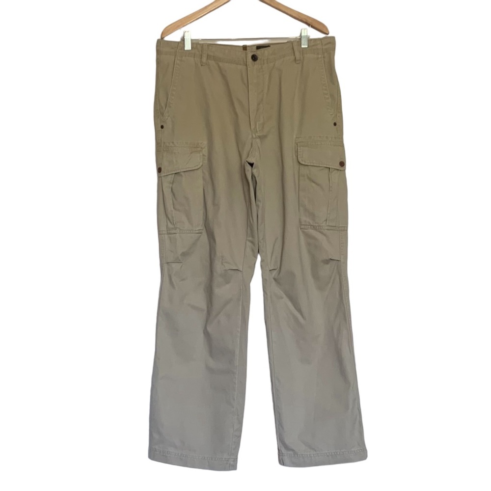 Timberland Men Organic Cotton Relaxed Fit Button Cargo Pocket Pants Tan …